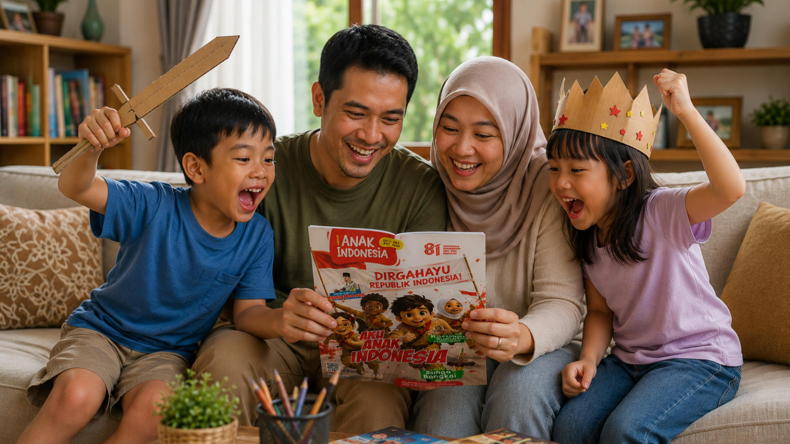 Ayah dan anak menjelajahi dunia dongeng bersama