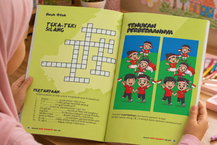 Halaman terbuka rubrik Kuis dan Teka-teki